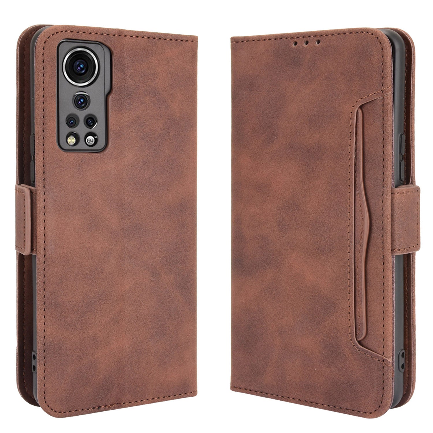 For ZTE Axon 30 5G Movable Outer Card Slot Design Full-Protective Leather Phone Wallet Stand Protective Case