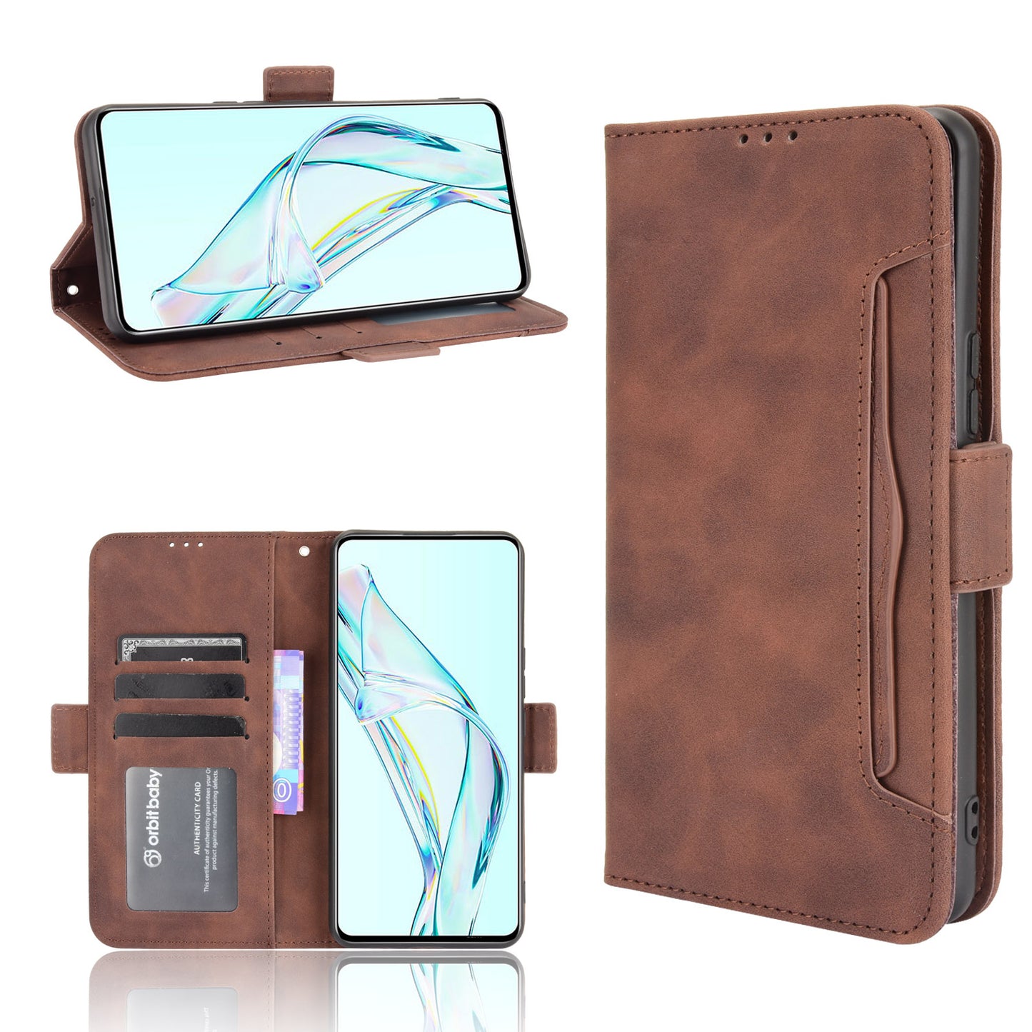 For ZTE Axon 30 5G Movable Outer Card Slot Design Full-Protective Leather Phone Wallet Stand Protective Case