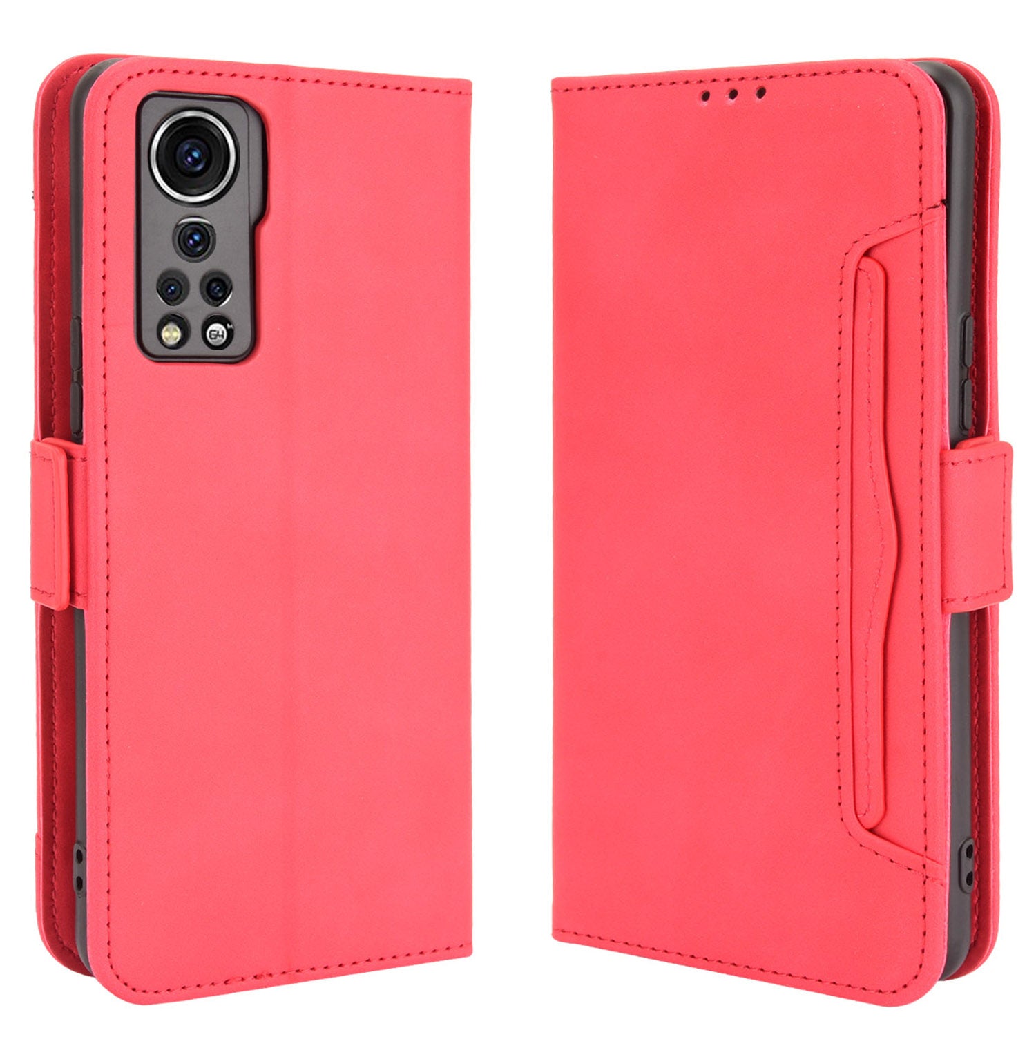 For ZTE Axon 30 5G Movable Outer Card Slot Design Full-Protective Leather Phone Wallet Stand Protective Case