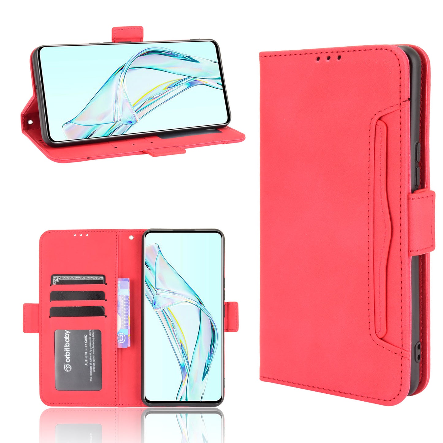 For ZTE Axon 30 5G Movable Outer Card Slot Design Full-Protective Leather Phone Wallet Stand Protective Case