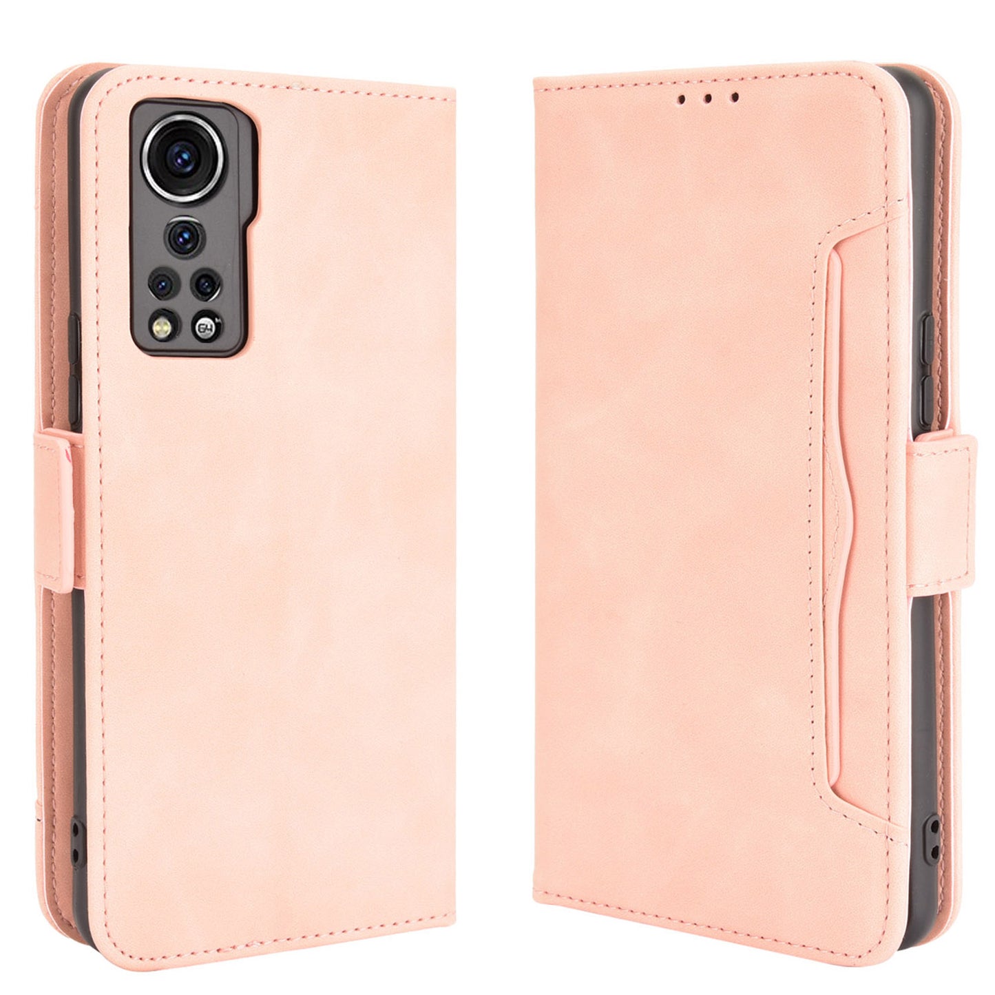 For ZTE Axon 30 5G Movable Outer Card Slot Design Full-Protective Leather Phone Wallet Stand Protective Case