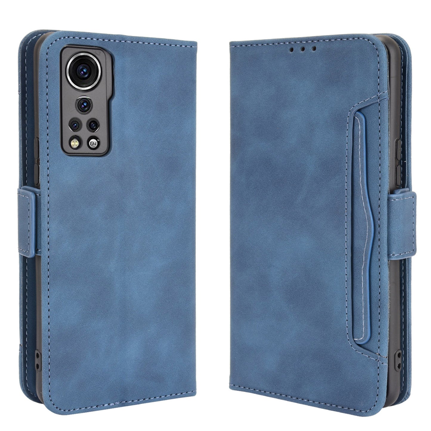 For ZTE Axon 30 5G Movable Outer Card Slot Design Full-Protective Leather Phone Wallet Stand Protective Case