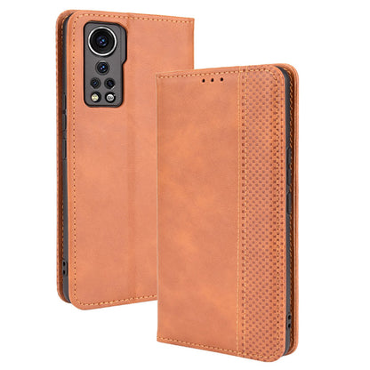 Retro Surface Auto-Absorbed Leather Phone Wallet Stand Case Cover for ZTE Axon 30 5G