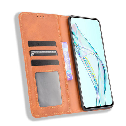 Retro Surface Auto-Absorbed Leather Phone Wallet Stand Case Cover for ZTE Axon 30 5G