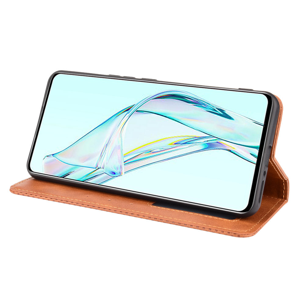 Retro Surface Auto-Absorbed Leather Phone Wallet Stand Case Cover for ZTE Axon 30 5G