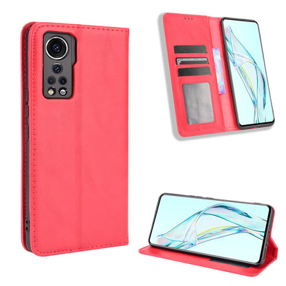 Retro Surface Auto-Absorbed Leather Phone Wallet Stand Case Cover for ZTE Axon 30 5G