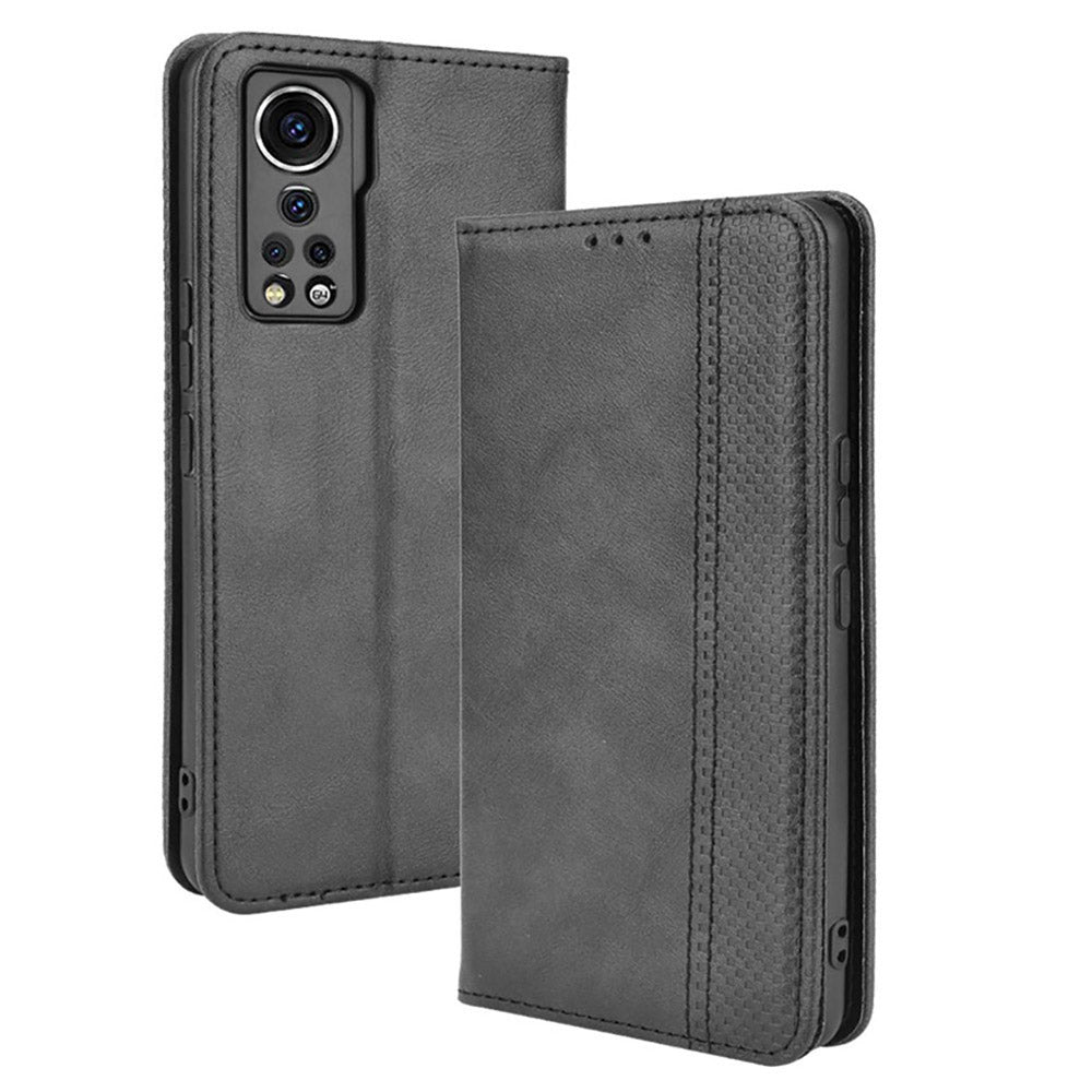 Retro Surface Auto-Absorbed Leather Phone Wallet Stand Case Cover for ZTE Axon 30 5G