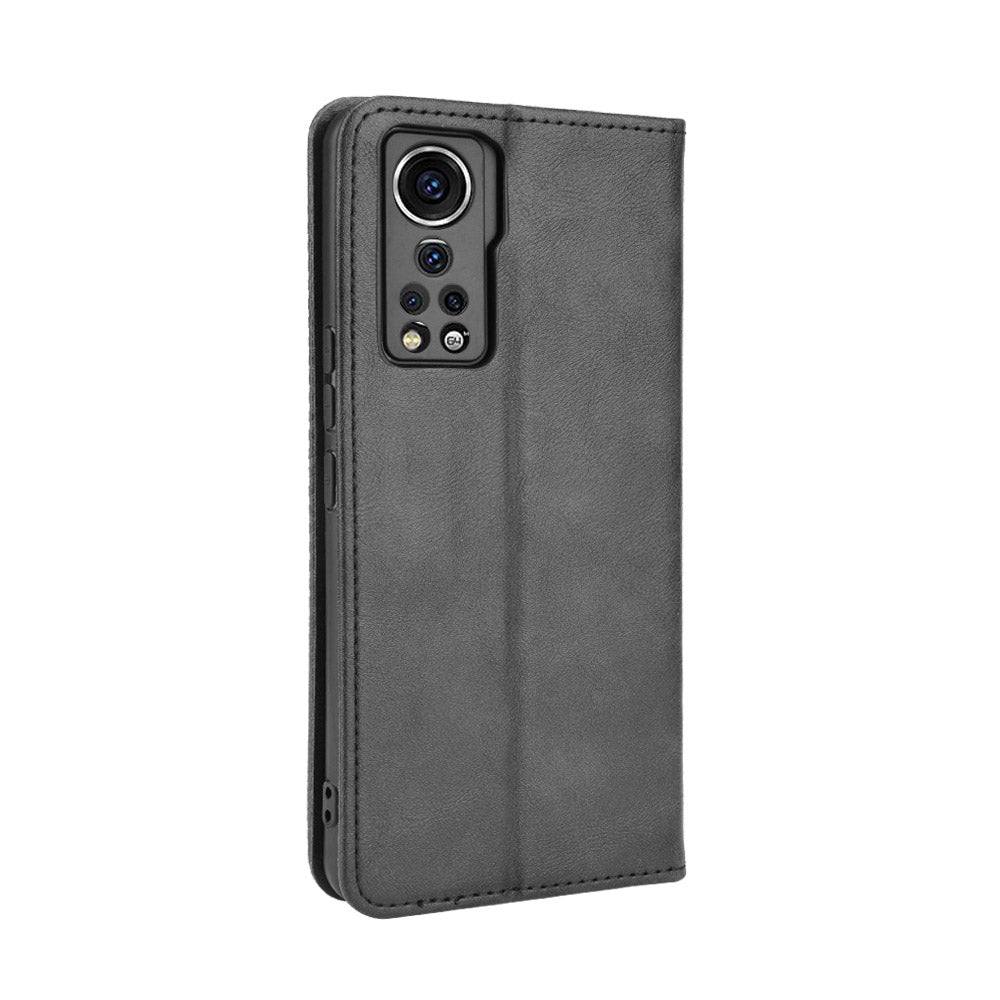 Retro Surface Auto-Absorbed Leather Phone Wallet Stand Case Cover for ZTE Axon 30 5G