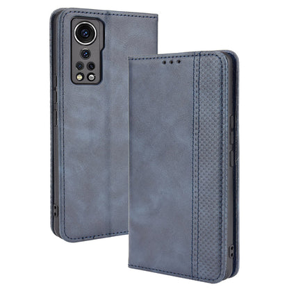 Retro Surface Auto-Absorbed Leather Phone Wallet Stand Case Cover for ZTE Axon 30 5G