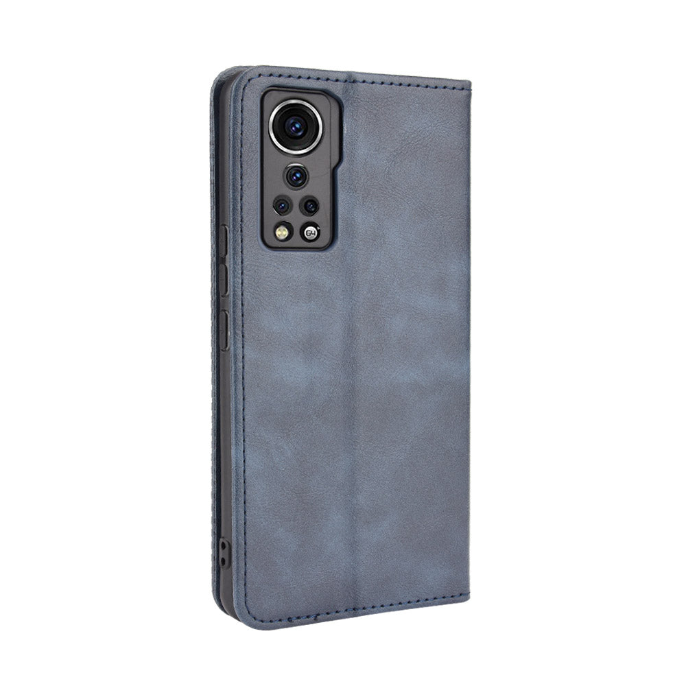 Retro Surface Auto-Absorbed Leather Phone Wallet Stand Case Cover for ZTE Axon 30 5G