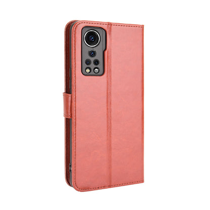 Flip Phone Case Stylish Crazy Horse PU Leather and TPU Wallet Design Protective Cellphone Cover Shell for ZTE Axon 30 5G