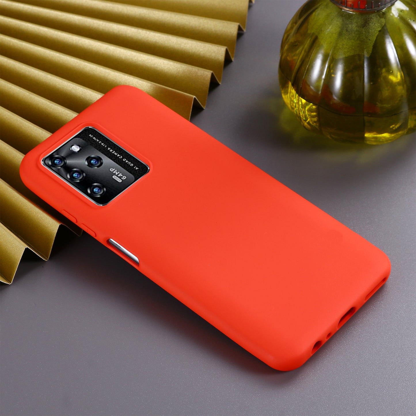 Liquid Silicone Soft Microfiber Lining Shockproof Protective Phone Cover with Strap for ZTE Blade V30