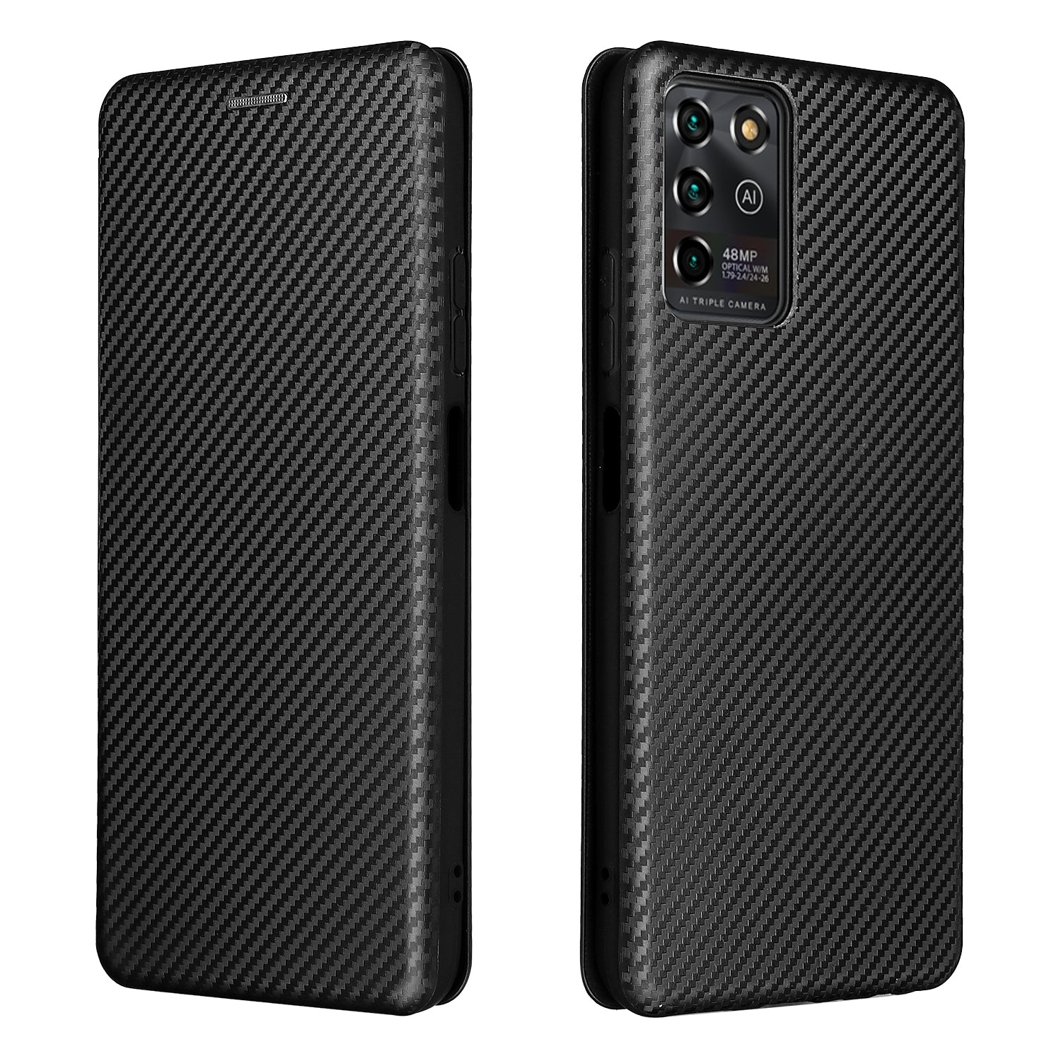 Carbon Fiber Texture Magnetic Auto-absorbed Leather Stand Phone Case Shell for ZTE Blade V30 Vita