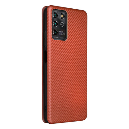 Carbon Fiber Texture Magnetic Auto-absorbed Leather Stand Phone Case Shell for ZTE Blade V30 Vita