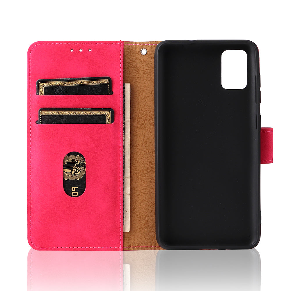 Stand Design Flip Phone Cover Skin-touch Wallet Magnetic Clasp Leather Case Phone Protective Cover for ZTE Blade A31