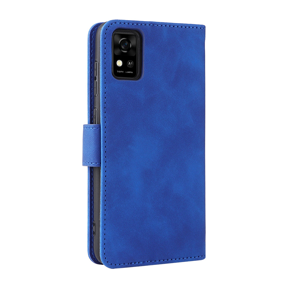 Stand Design Flip Phone Cover Skin-touch Wallet Magnetic Clasp Leather Case Phone Protective Cover for ZTE Blade A31