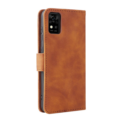 Stand Design Flip Phone Cover Skin-touch Wallet Magnetic Clasp Leather Case Phone Protective Cover for ZTE Blade A31