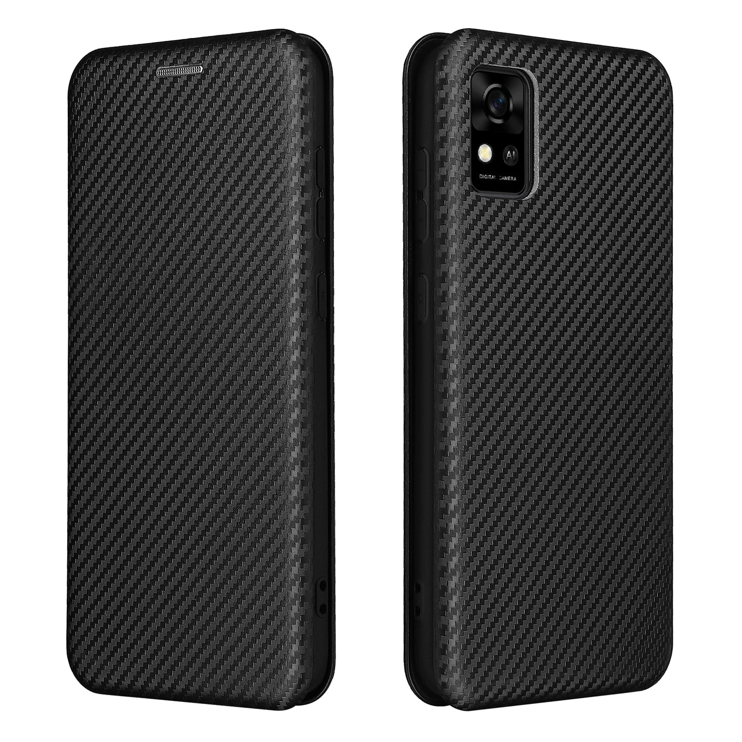 Carbon Fiber Texture Well-Protected Stylish Auto-absorbed Leather Phone Case with Card Slot for ZTE Blade A31