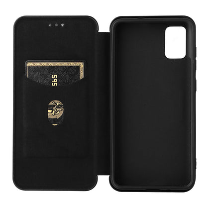 Carbon Fiber Texture Well-Protected Stylish Auto-absorbed Leather Phone Case with Card Slot for ZTE Blade A31