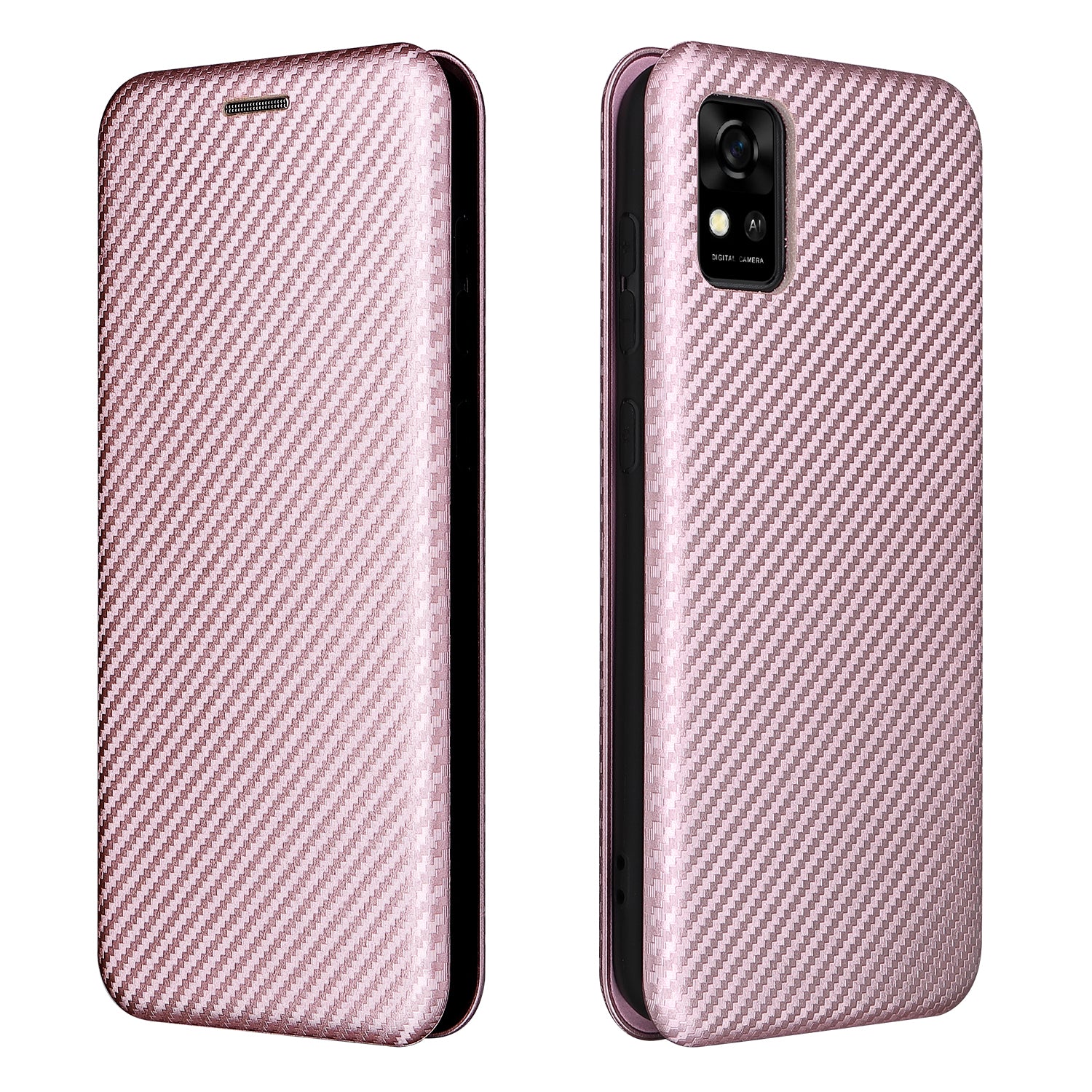 Carbon Fiber Texture Well-Protected Stylish Auto-absorbed Leather Phone Case with Card Slot for ZTE Blade A31