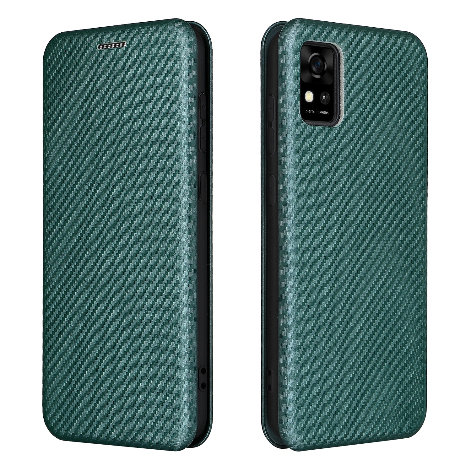 Carbon Fiber Texture Well-Protected Stylish Auto-absorbed Leather Phone Case with Card Slot for ZTE Blade A31