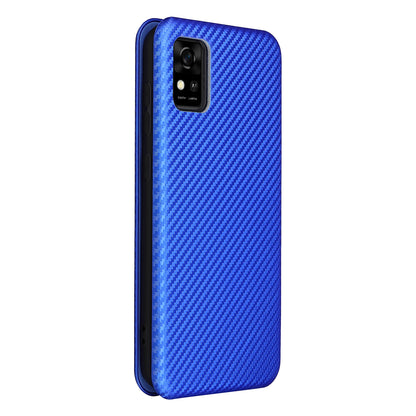 Carbon Fiber Texture Well-Protected Stylish Auto-absorbed Leather Phone Case with Card Slot for ZTE Blade A31