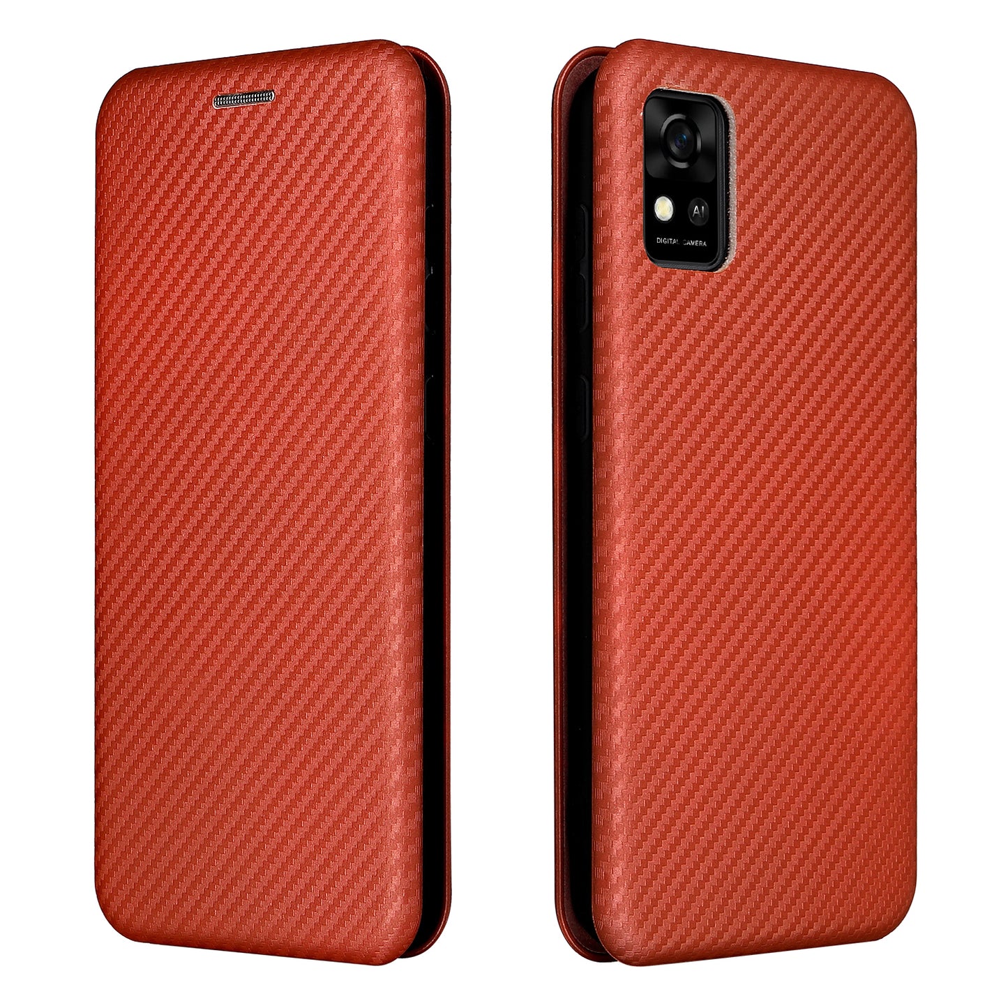 Carbon Fiber Texture Well-Protected Stylish Auto-absorbed Leather Phone Case with Card Slot for ZTE Blade A31