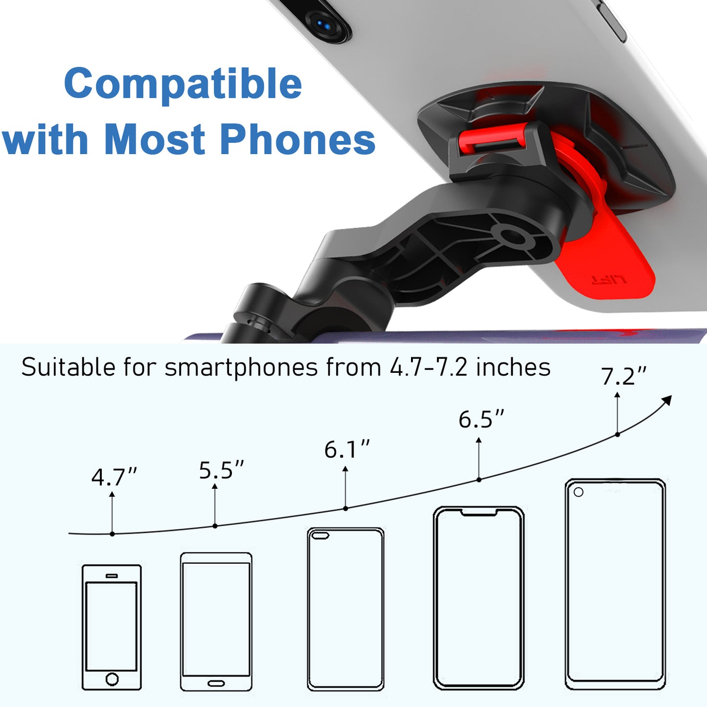 HL-143A Adjustable Rotating Bike Phone Mount Detachable Motorcycle Mobile Phone Holder for 4.7-6.7 Inch Cell Phones