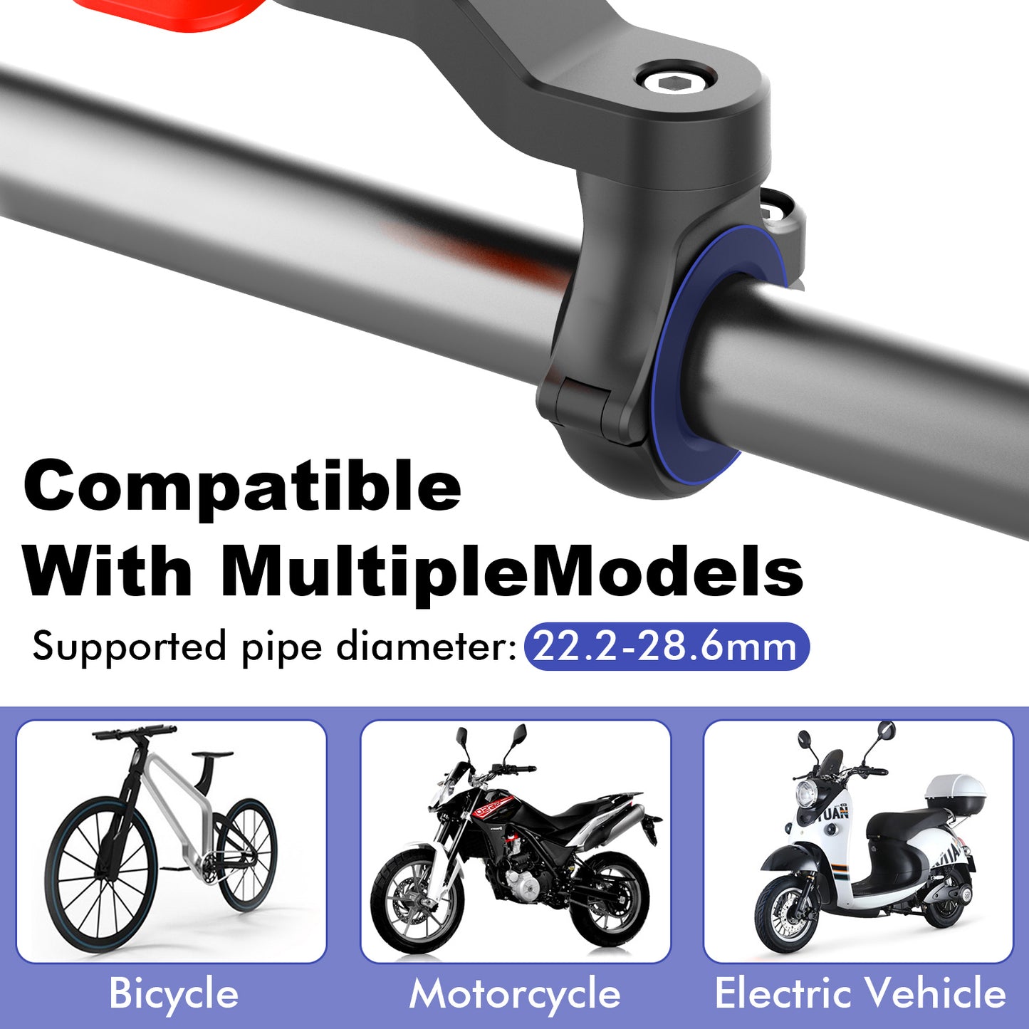 HL-143A Adjustable Rotating Bike Phone Mount Detachable Motorcycle Mobile Phone Holder for 4.7-6.7 Inch Cell Phones