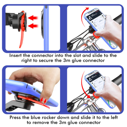 HL-143A Adjustable Rotating Bike Phone Mount Detachable Motorcycle Mobile Phone Holder for 4.7-6.7 Inch Cell Phones