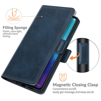 PU Leather Wallet Protective Stand Flip Phone Case with Double Magnetic Clasps for ZTE Blade V30 Vita / ZTE V2022