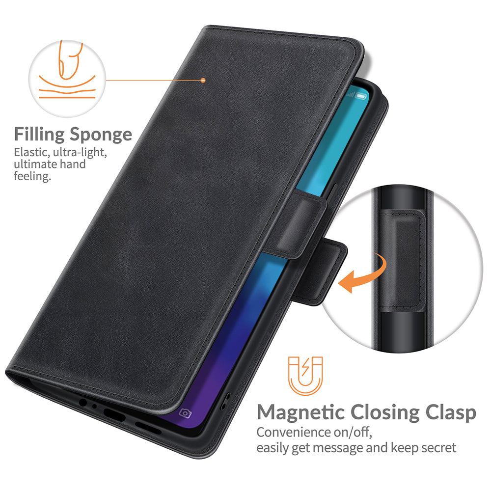 PU Leather Wallet Protective Stand Flip Phone Case with Double Magnetic Clasps for ZTE Blade V30 Vita / ZTE V2022