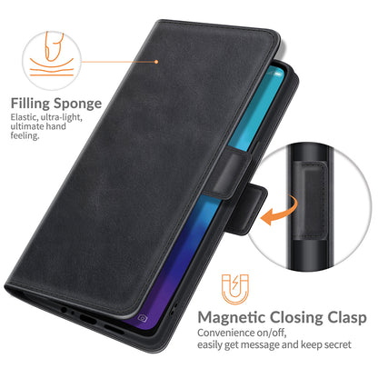 PU Leather Wallet Protective Stand Flip Phone Case with Double Magnetic Clasps for ZTE Blade V30 Vita / ZTE V2022