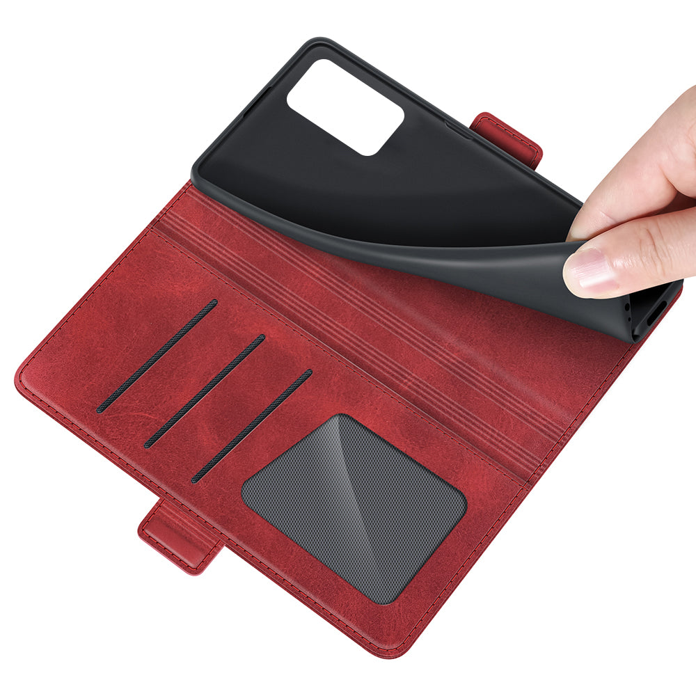 PU Leather Wallet Protective Stand Flip Phone Case with Double Magnetic Clasps for ZTE Blade V30 Vita / ZTE V2022