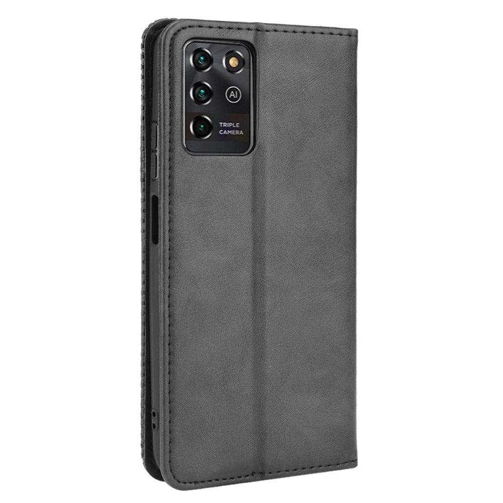 Retro Textured Surface Magnetic Automatic Closing Anti-Drop Wallet Stand Phone Leather Case Cover for ZTE Blade V30 Vita/V2022