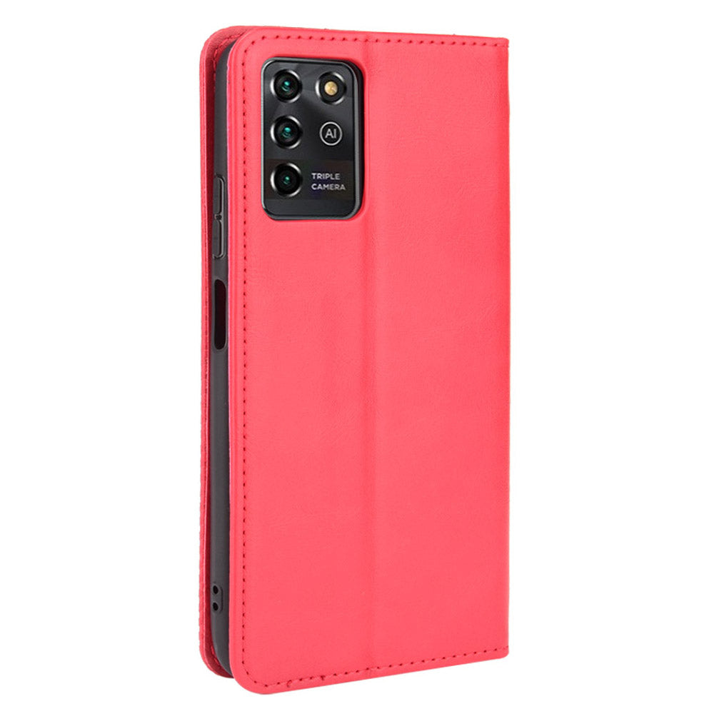 Retro Textured Surface Magnetic Automatic Closing Anti-Drop Wallet Stand Phone Leather Case Cover for ZTE Blade V30 Vita/V2022