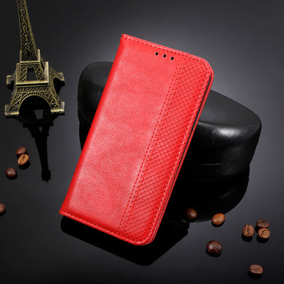 Retro Textured Surface Magnetic Automatic Closing Anti-Drop Wallet Stand Phone Leather Case Cover for ZTE Blade V30 Vita/V2022