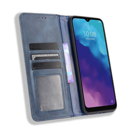 Retro Textured Surface Magnetic Automatic Closing Anti-Drop Wallet Stand Phone Leather Case Cover for ZTE Blade V30 Vita/V2022