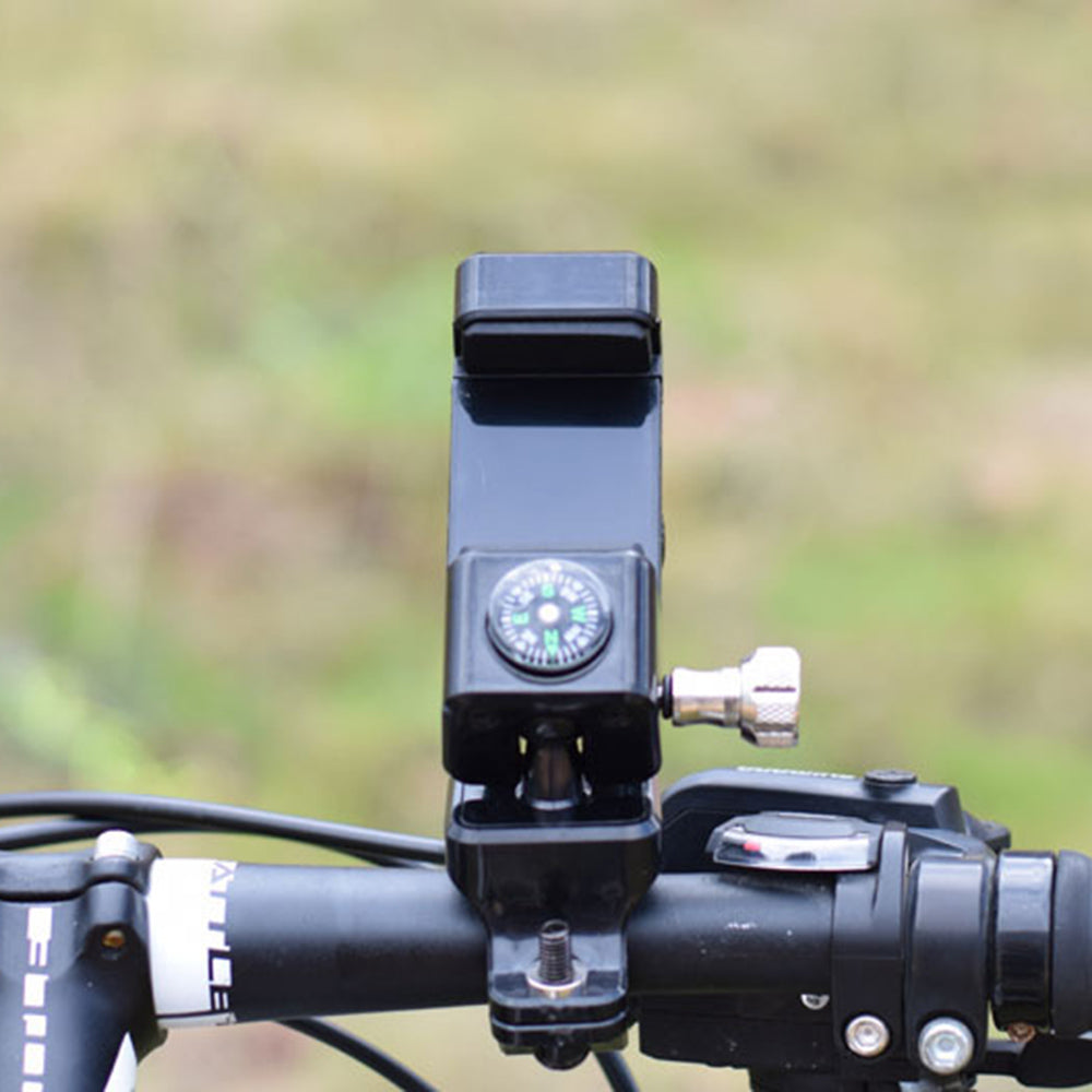 Q003 Anti-theft Bicycle Phone Mount Bracket Anti-fall 360-degree Rotating Cell Phone Holder with Compass for Bike/Electric Bike/Motorcycle (without Light)