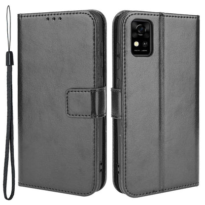 Flip Folio Stand Crazy Horse Texture PU Leather Wallet Magnetic Anti-Scratch Case with Wrist Strap for ZTE Blade A31