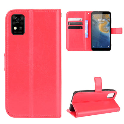 Flip Folio Stand Crazy Horse Texture PU Leather Wallet Magnetic Anti-Scratch Case with Wrist Strap for ZTE Blade A31