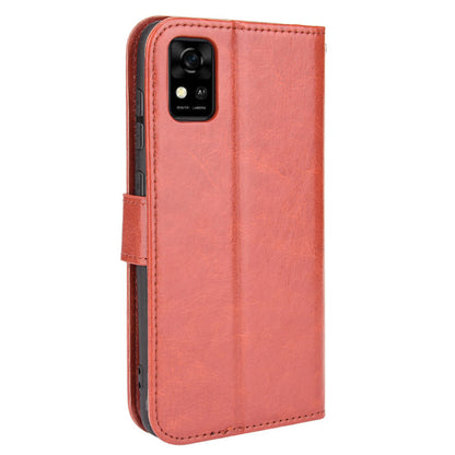 Flip Folio Stand Crazy Horse Texture PU Leather Wallet Magnetic Anti-Scratch Case with Wrist Strap for ZTE Blade A31