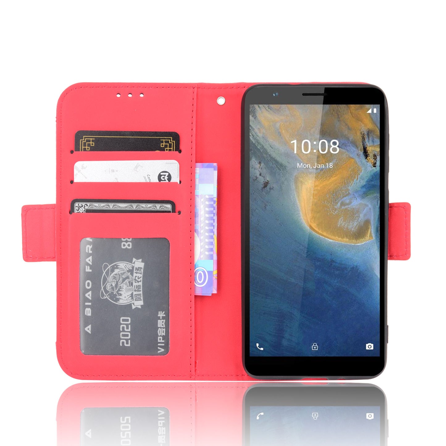 Multiple Card Slot Design PU Leather Flip Phone Case Wallet Stand Cover Shell for ZTE Blade A31