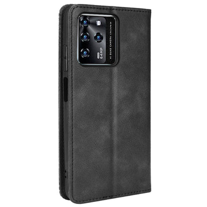 Scratch-resistant Flip Phone Shell Retro Textured Phone Leather Case Wallet Stand Cover for ZTE Blade V30