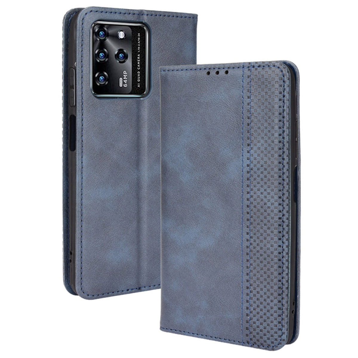 Scratch-resistant Flip Phone Shell Retro Textured Phone Leather Case Wallet Stand Cover for ZTE Blade V30