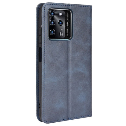 Scratch-resistant Flip Phone Shell Retro Textured Phone Leather Case Wallet Stand Cover for ZTE Blade V30