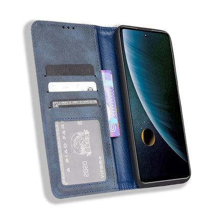 Scratch-resistant Flip Phone Shell Retro Textured Phone Leather Case Wallet Stand Cover for ZTE Blade V30