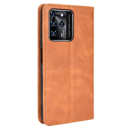 Scratch-resistant Flip Phone Shell Retro Textured Phone Leather Case Wallet Stand Cover for ZTE Blade V30