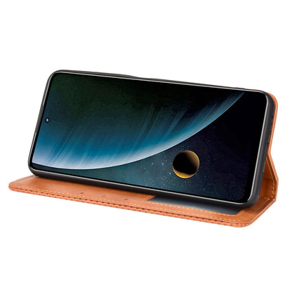 Scratch-resistant Flip Phone Shell Retro Textured Phone Leather Case Wallet Stand Cover for ZTE Blade V30