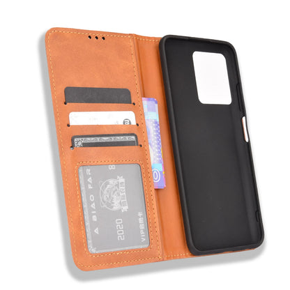 Scratch-resistant Flip Phone Shell Retro Textured Phone Leather Case Wallet Stand Cover for ZTE Blade V30